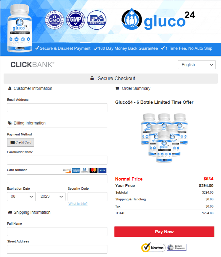 Gluco24 Order Page